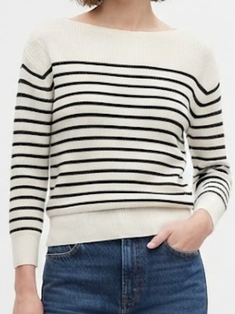 Gap Cream Black Striped Boat Neck Sweater Size XS